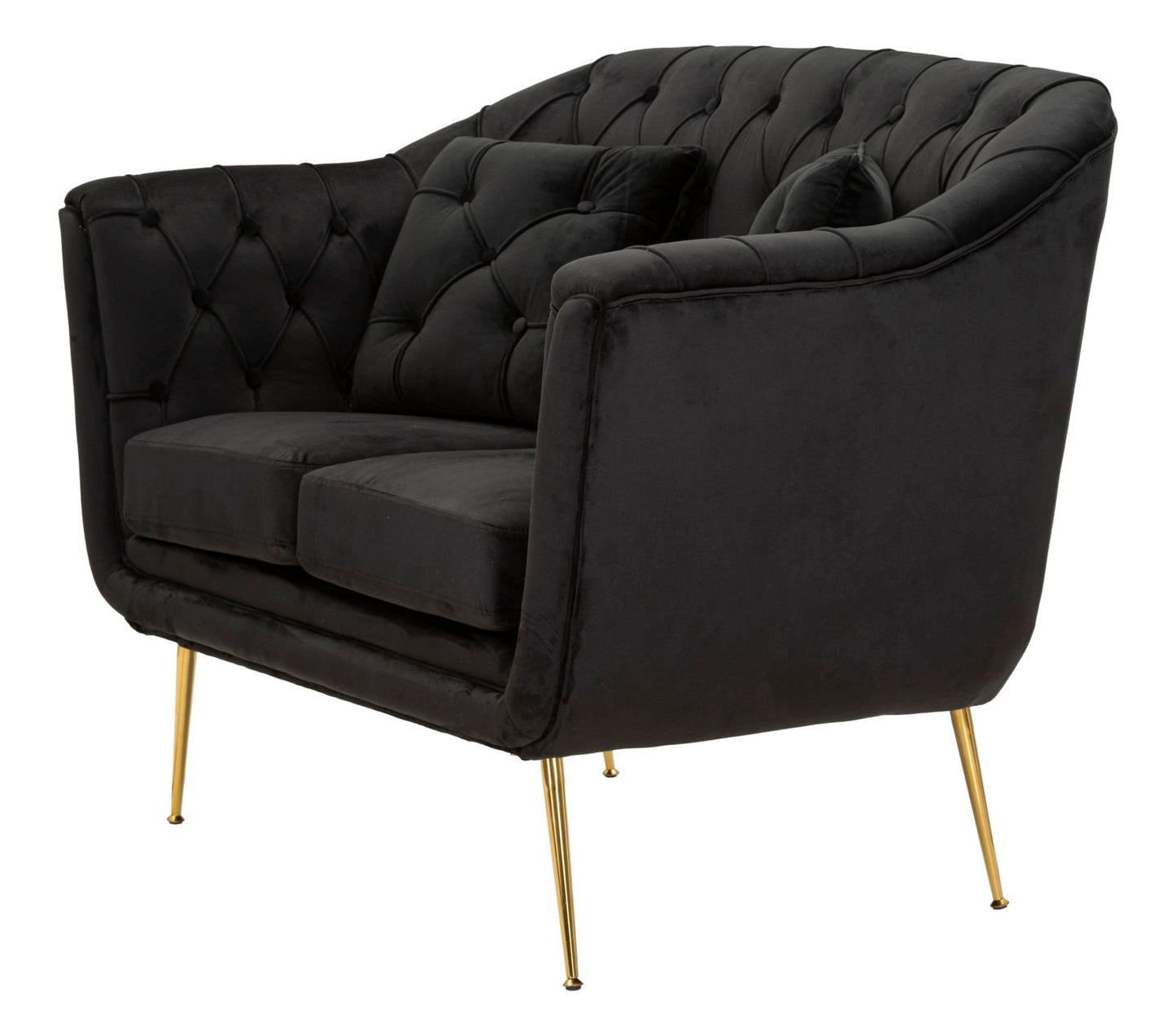 Bank Budapest Sofa' 2 Seats Black With Cushions 130×83×91 cm