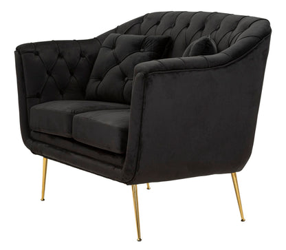 Bank Budapest Sofa' 2 Seats Black With Cushions 130×83×91 cm