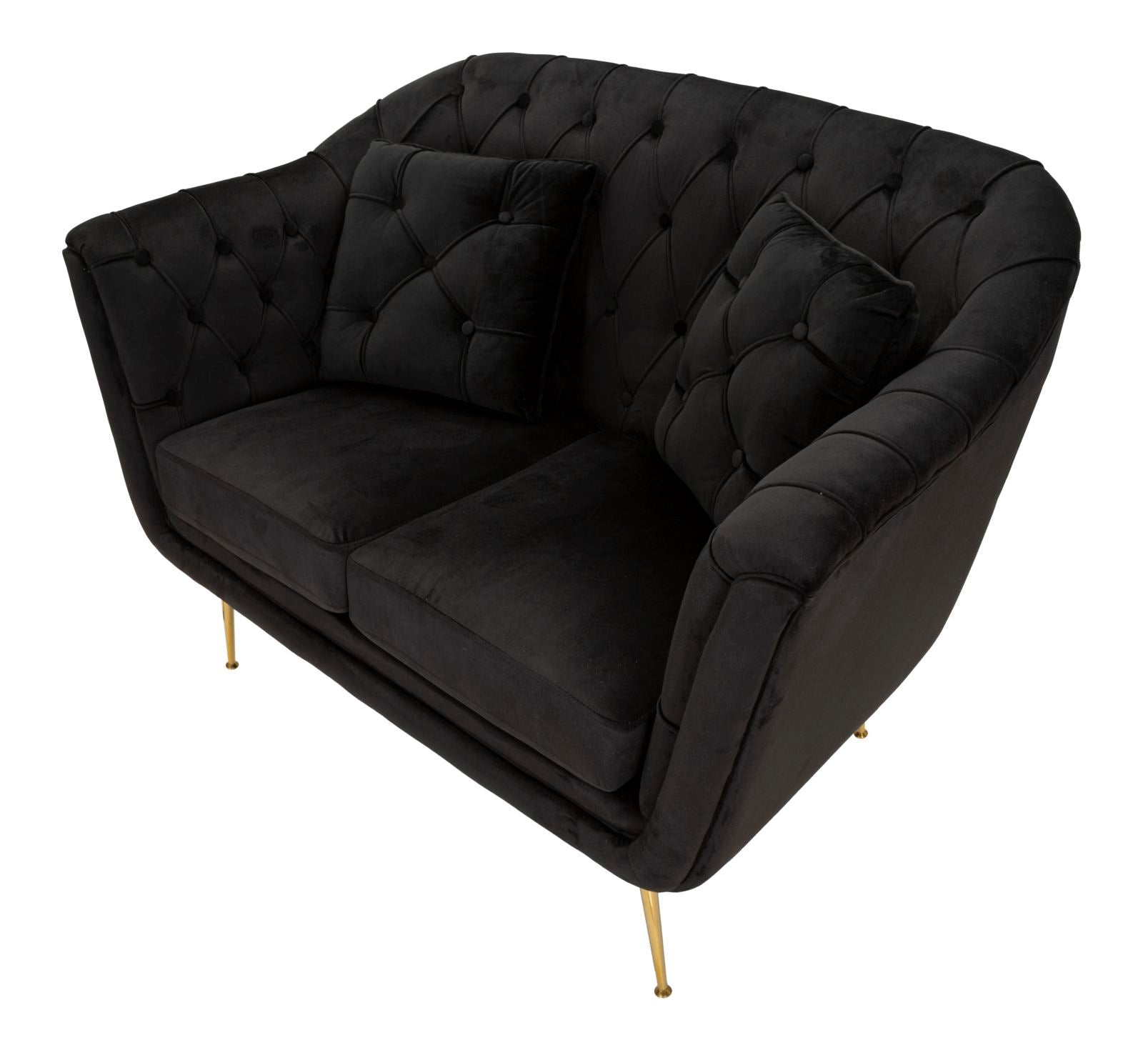 Bank Budapest Sofa' 2 Seats Black With Cushions 130×83×91 cm