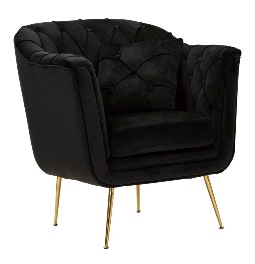 Fauteuil Budapest Armchair Black With Cushion 88×83×91 cm
