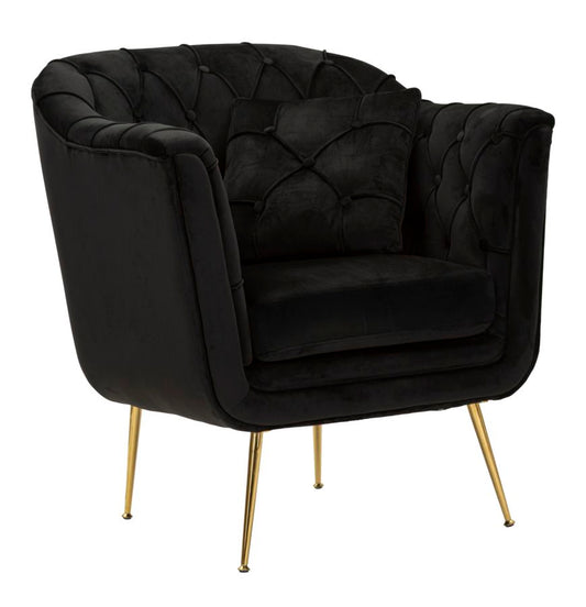 Fauteuil Budapest Armchair Black With Cushion 88×83×91 cm