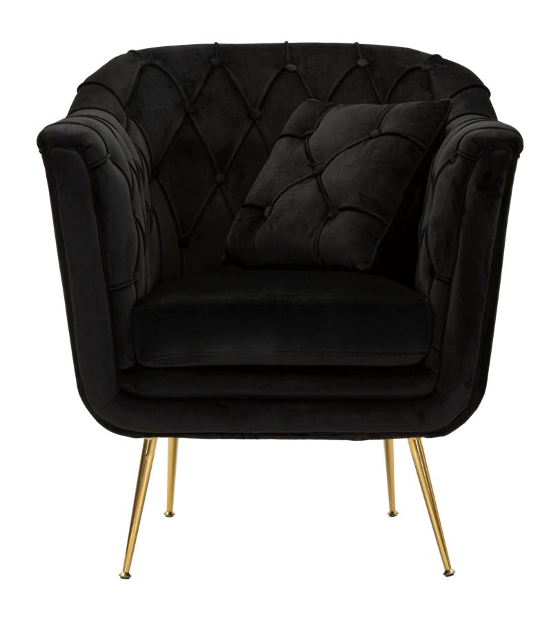 Fauteuil Budapest Armchair Black With Cushion 88×83×91 cm