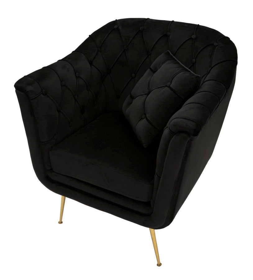 Fauteuil Budapest Armchair Black With Cushion 88×83×91 cm