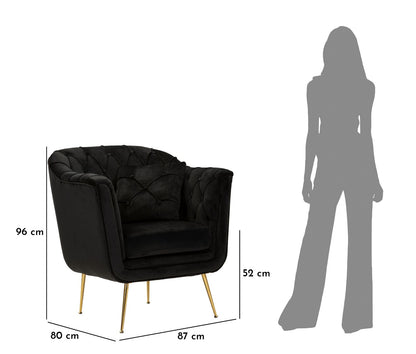 Fauteuil Budapest Armchair Black With Cushion 88×83×91 cm
