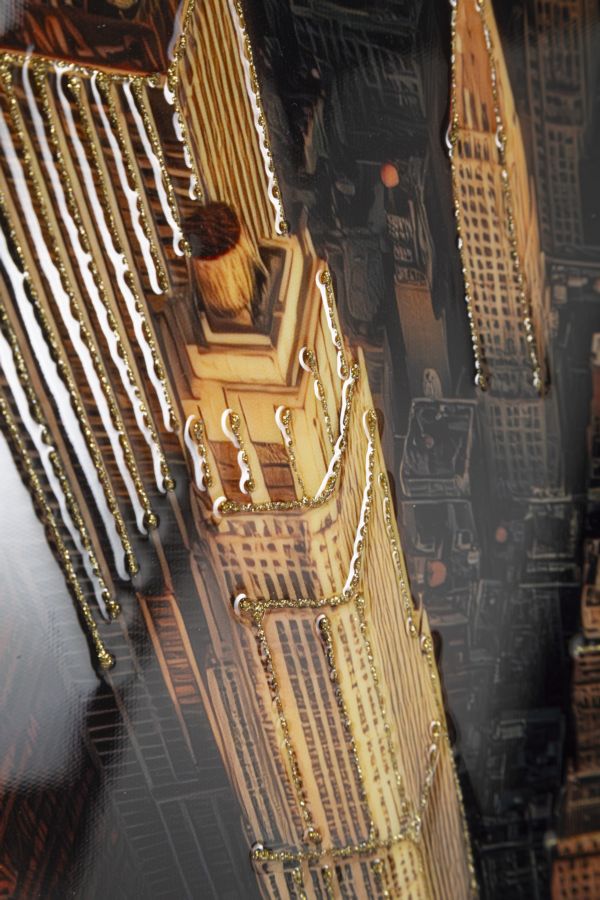 Schilderij On Canvas New York Laquared With Frame -a- 72×4×102 cm