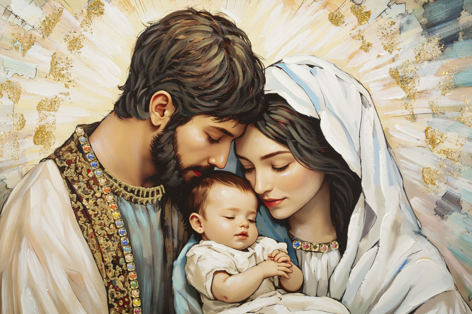 Schilderij On Canvas Nativity Laquared With Frame 122×4×82 cm
