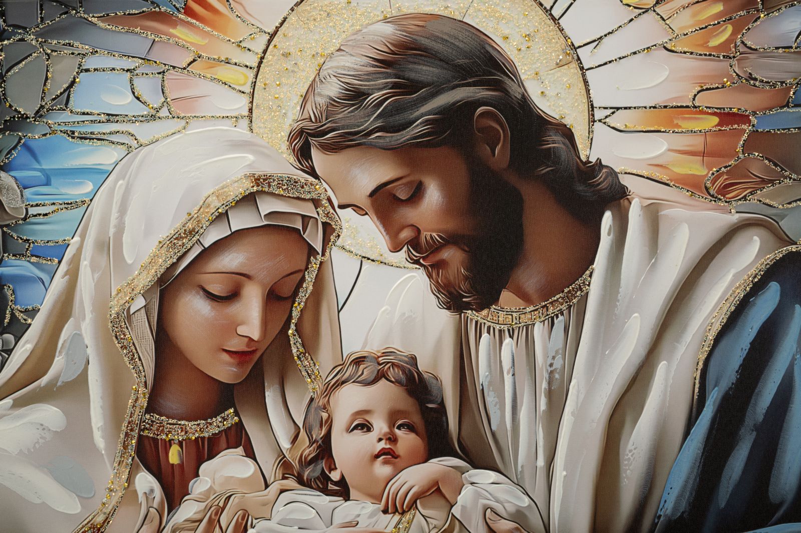 Schilderij On Canvas Nativity Laquared With Frame 102×4×72 cm
