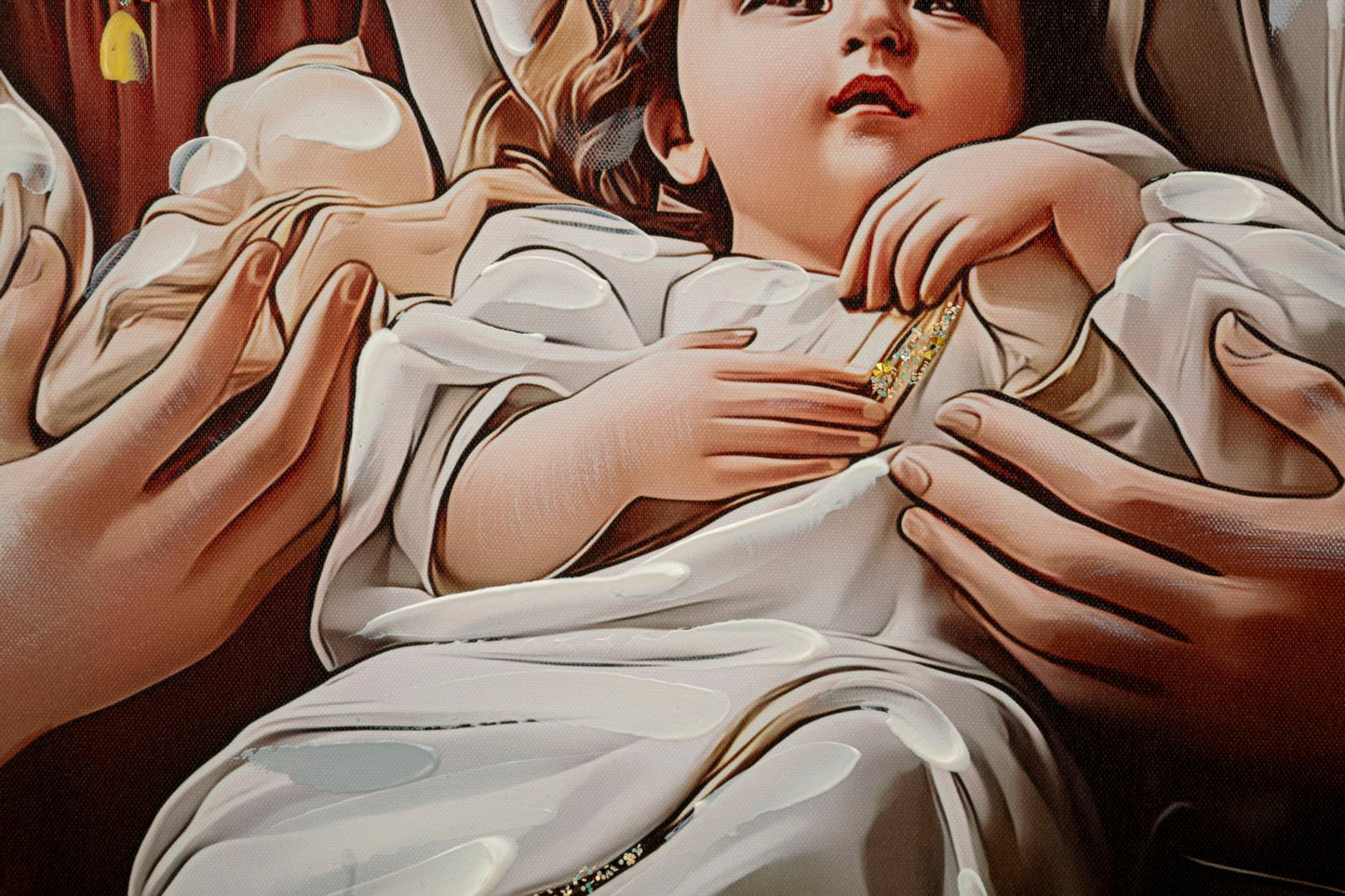 Schilderij On Canvas Nativity Laquared With Frame 102×4×72 cm