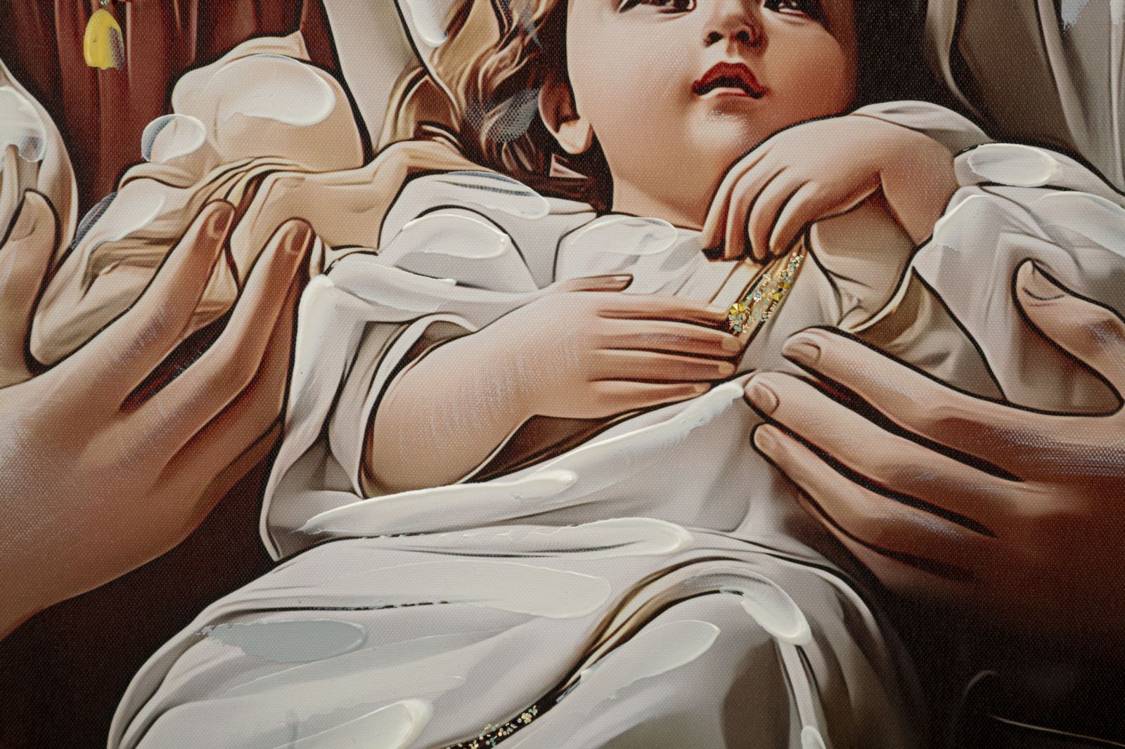 Schilderij On Canvas Nativity Laquared With Frame 102×4×72 cm