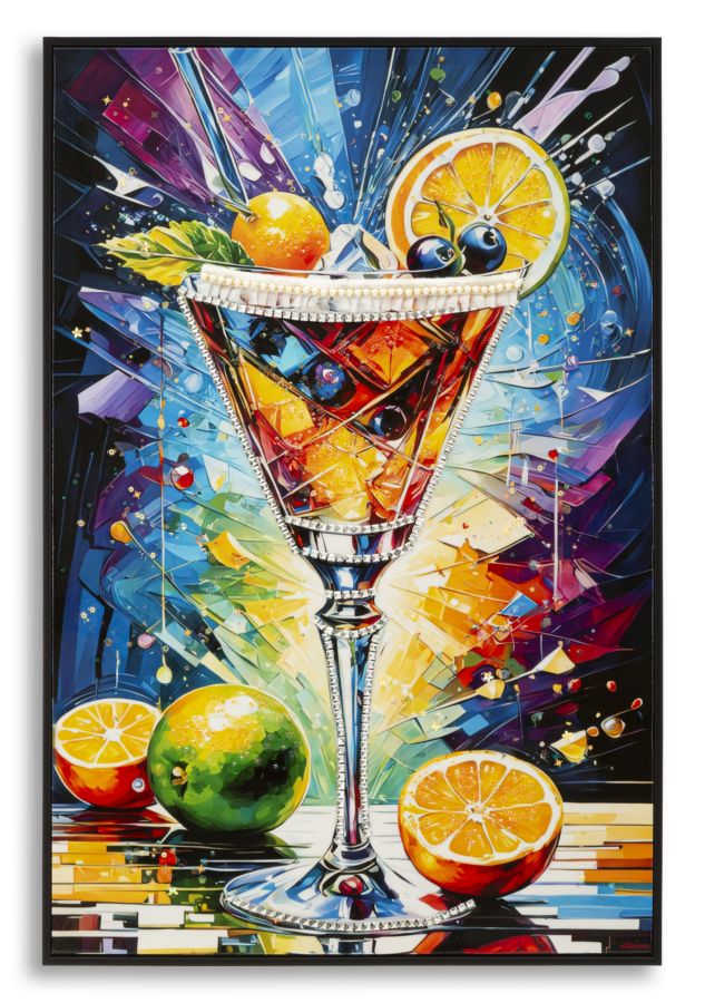 Schilderij On Canvas Cocktail Laquared With Frame -a- 62×3,5×92 cm