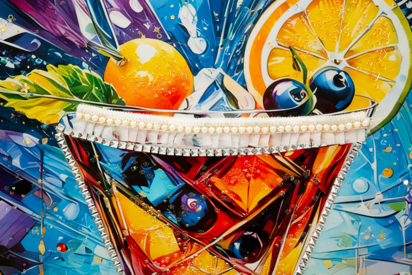 Schilderij On Canvas Cocktail Laquared With Frame -a- 62×3,5×92 cm