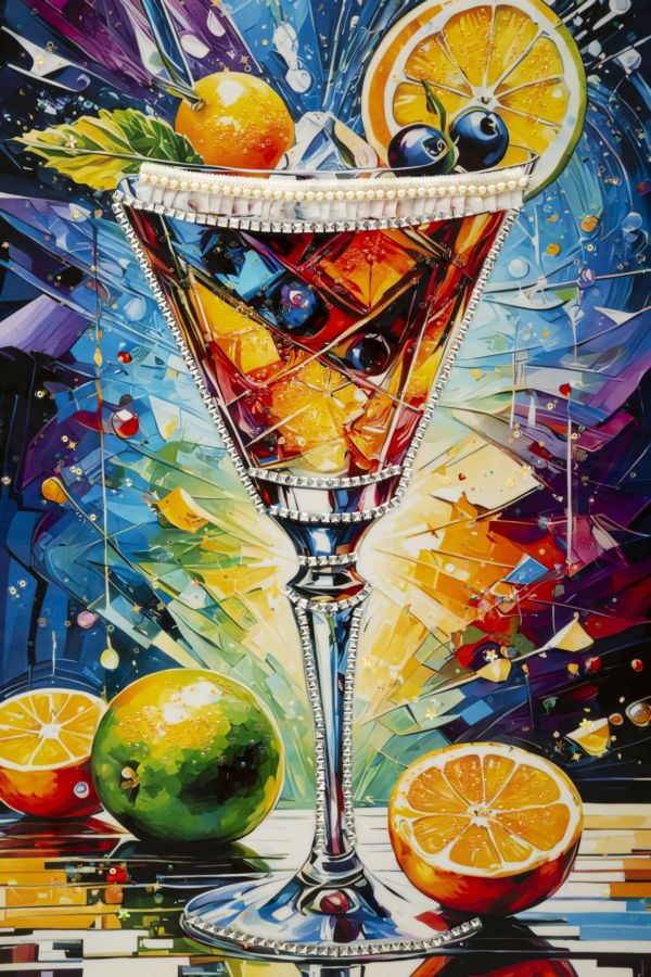 Schilderij On Canvas Cocktail Laquared With Frame -a- 62×3,5×92 cm