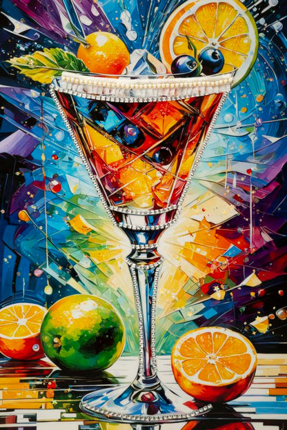 Schilderij On Canvas Cocktail Laquared With Frame -a- 62×3,5×92 cm