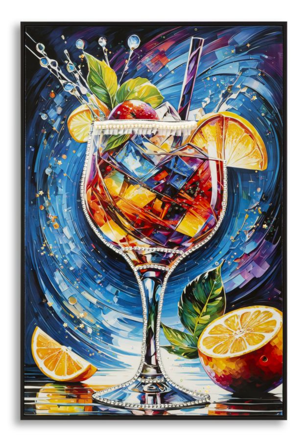 Schilderij On Canvas Cocktail Laquared With Frame -b- 62×3,5×92 cm