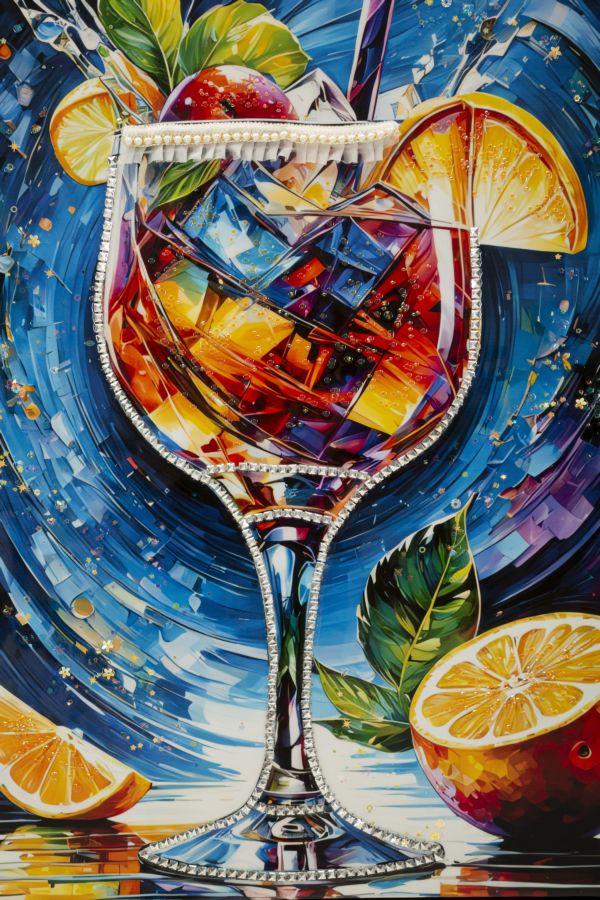 Schilderij On Canvas Cocktail Laquared With Frame -b- 62×3,5×92 cm