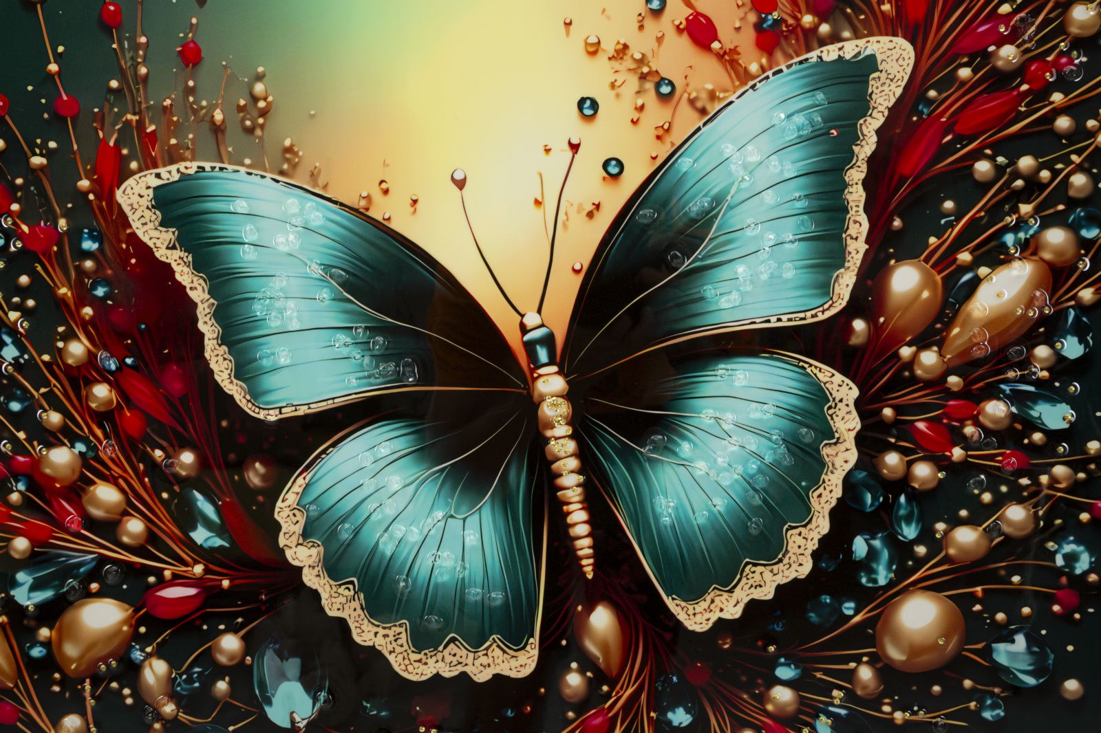 Schilderij On Canvas Butterfly Laquared With Frame -b- 70×4×100 cm