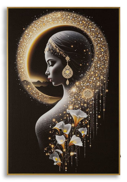 Schilderij On Canvas With Led Inda Laquared With Frame 60×3,5×90 cm