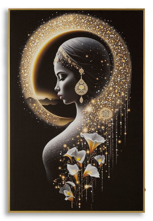 Schilderij On Canvas With Led Inda Laquared With Frame 60×3,5×90 cm