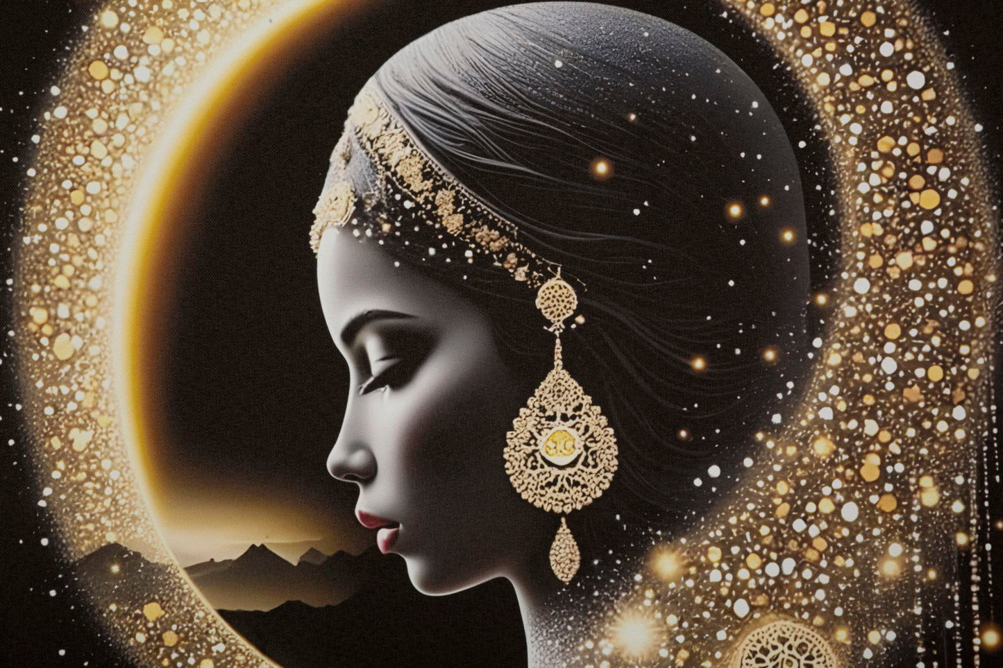 Schilderij On Canvas With Led Inda Laquared With Frame 60×3,5×90 cm