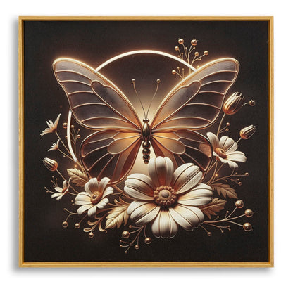Schilderij On Canvas With Led Butterfly Laquared With Framecm 50x4 X50