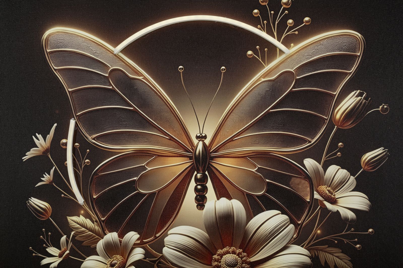 Schilderij On Canvas With Led Butterfly Laquared With Framecm 50x4 X50