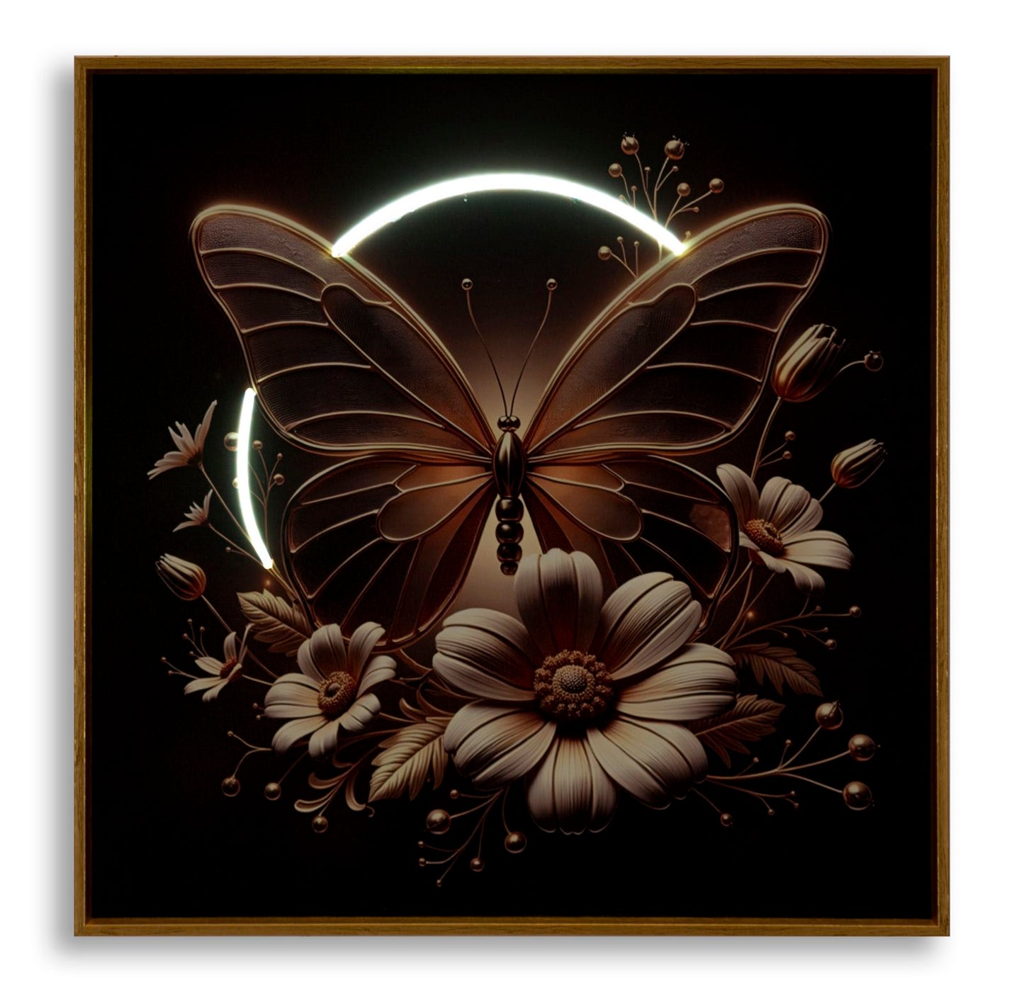 Schilderij On Canvas With Led Butterfly Laquared With Framecm 50x4 X50