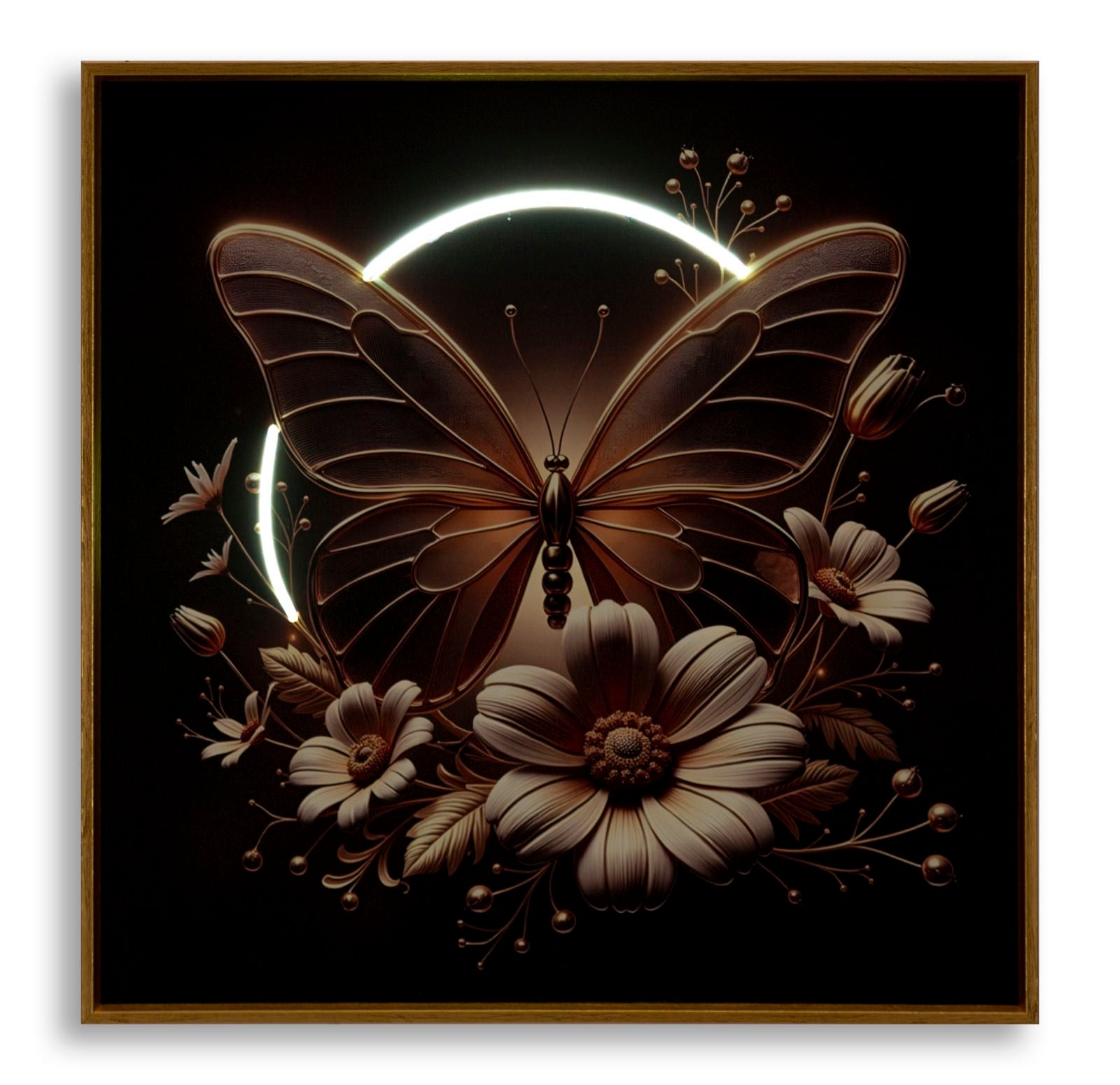 Schilderij On Canvas With Led Butterfly Laquared With Framecm 50x4 X50