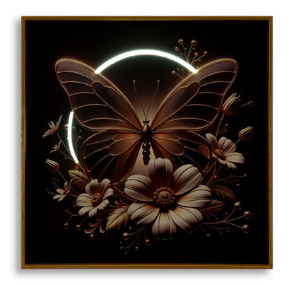 Schilderij On Canvas With Led Butterfly Laquared With Framecm 50x4 X50
