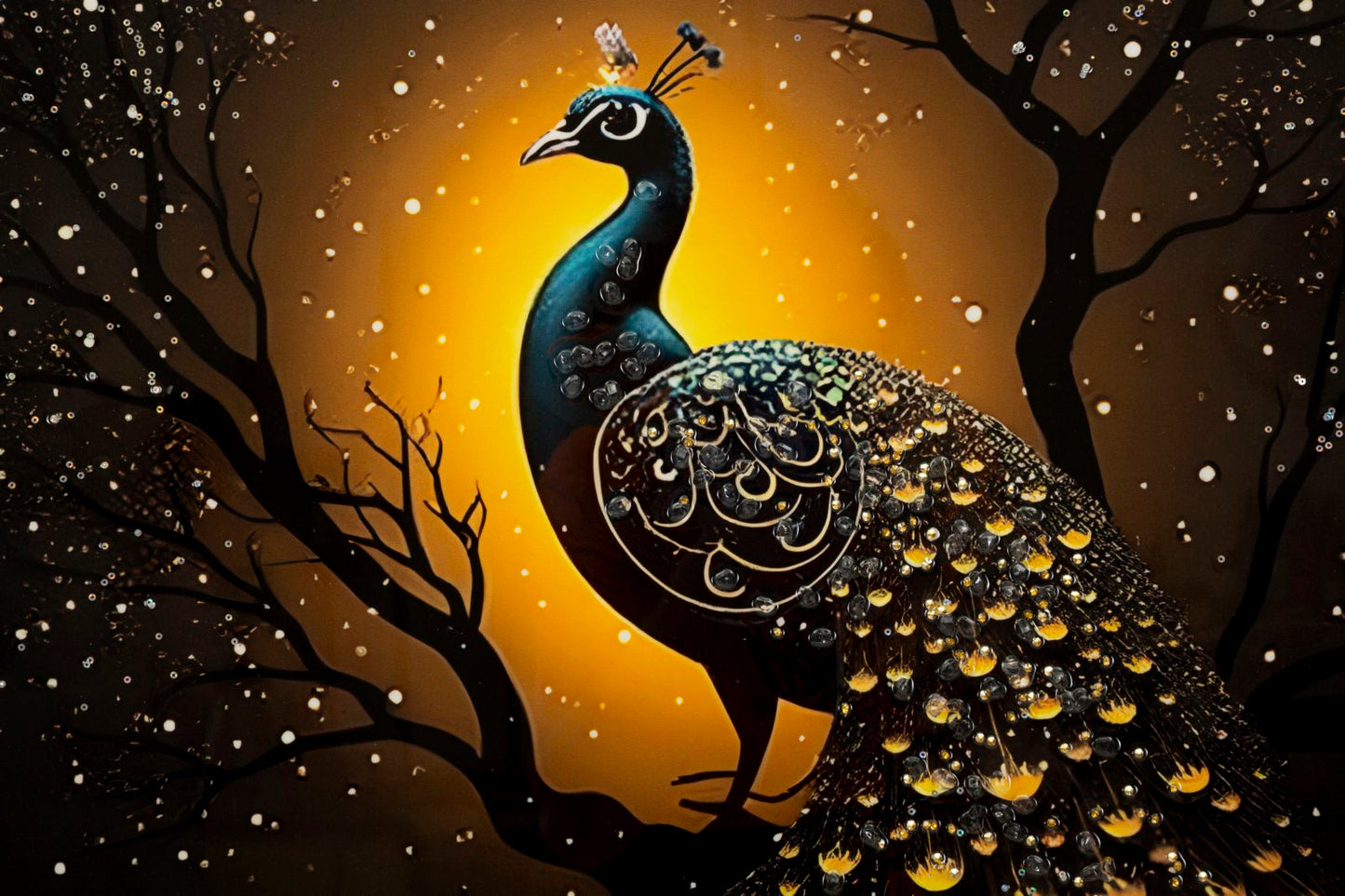 Schilderij On Canvas Peacock Laquared With Frame 70×4×100 cm
