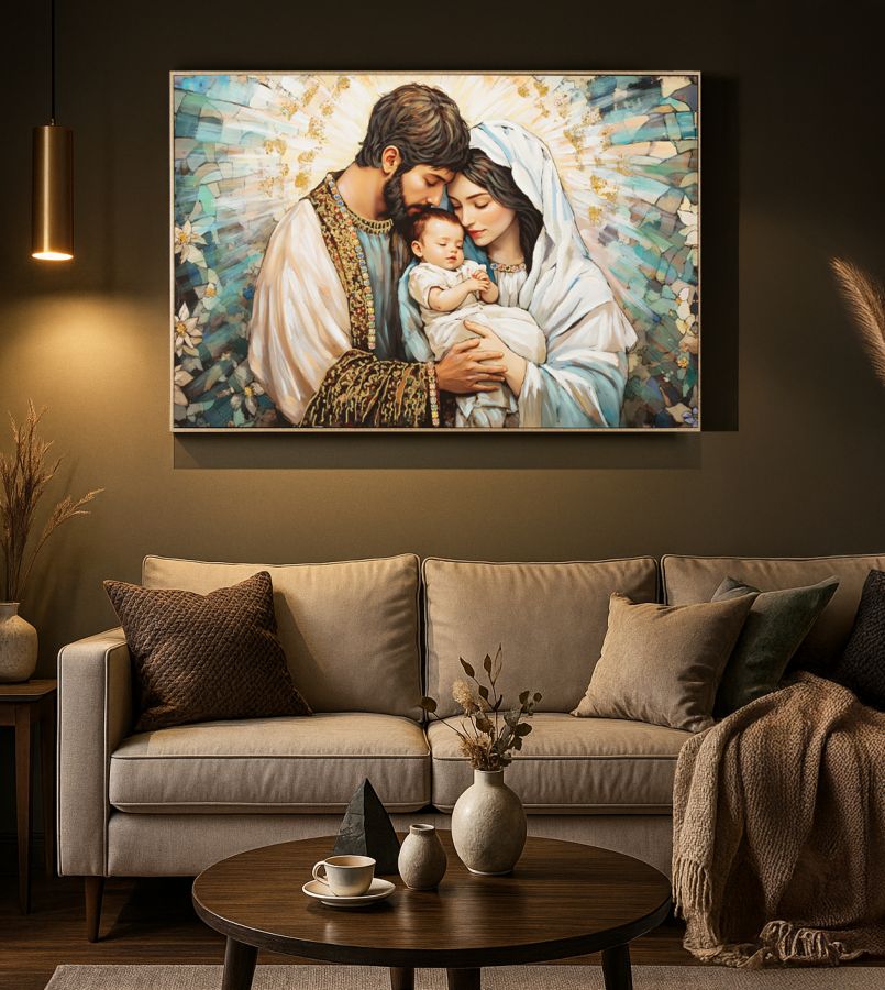 Schilderij On Canvas Nativity Laquared With Frame 122×4×82 cm