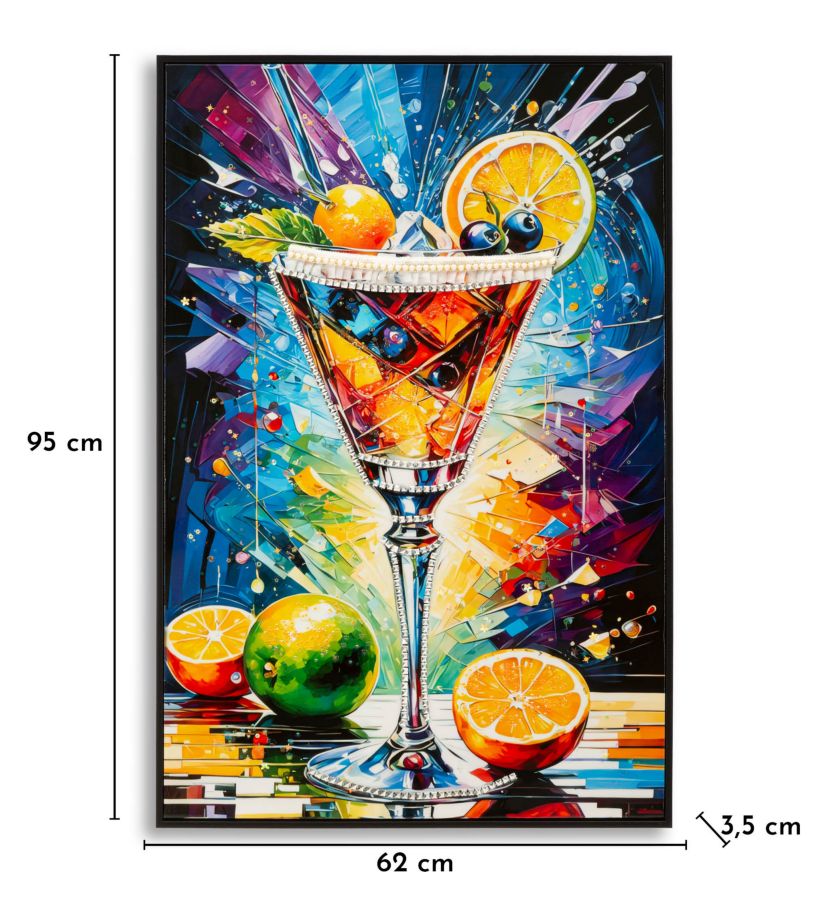 Schilderij On Canvas Cocktail Laquared With Frame -a- 62×3,5×92 cm