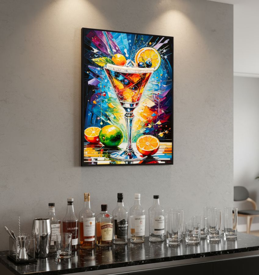 Schilderij On Canvas Cocktail Laquared With Frame -a- 62×3,5×92 cm