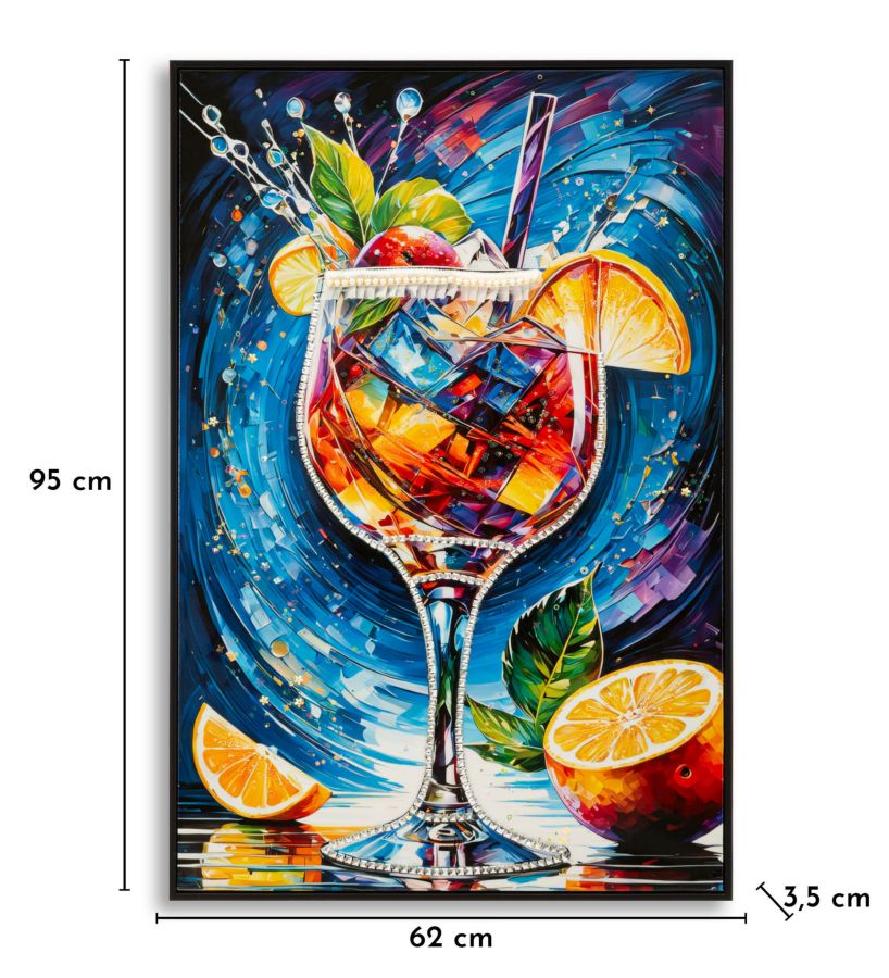 Schilderij On Canvas Cocktail Laquared With Frame -b- 62×3,5×92 cm