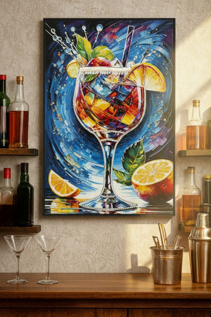 Schilderij On Canvas Cocktail Laquared With Frame -b- 62×3,5×92 cm