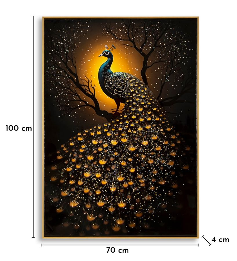 Schilderij On Canvas Peacock Laquared With Frame 70×4×100 cm