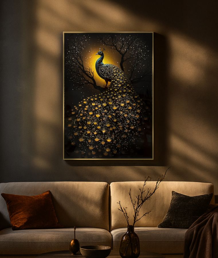Schilderij On Canvas Peacock Laquared With Frame 70×4×100 cm