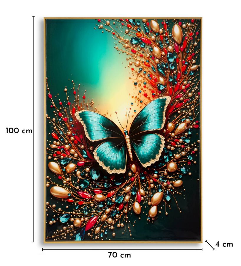Schilderij On Canvas Butterfly Laquared With Frame -b- 70×4×100 cm