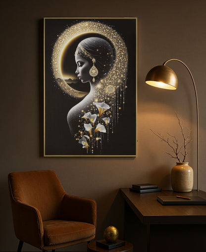 Schilderij On Canvas With Led Inda Laquared With Frame 60×3,5×90 cm
