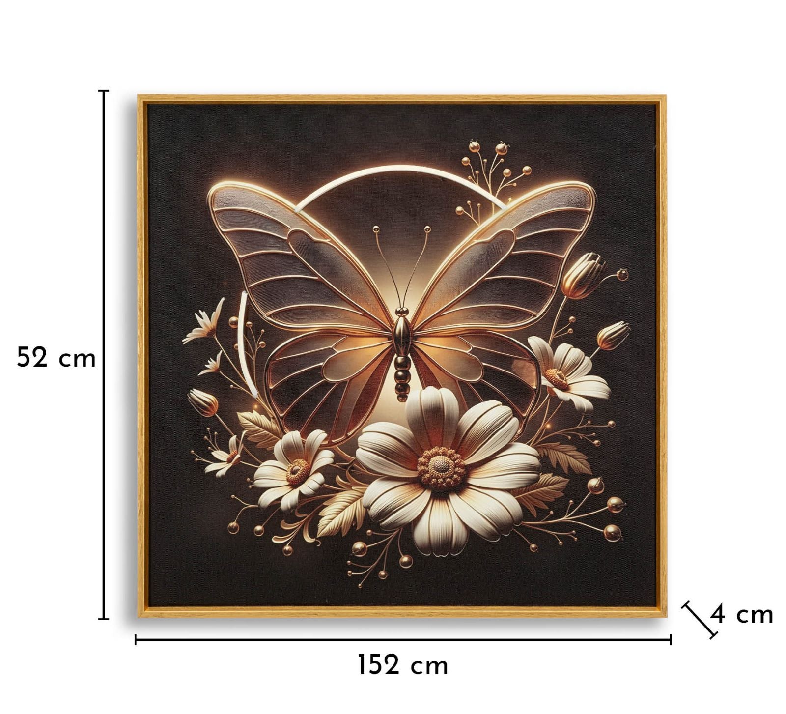 Schilderij On Canvas With Led Butterfly Laquared With Framecm 50x4 X50