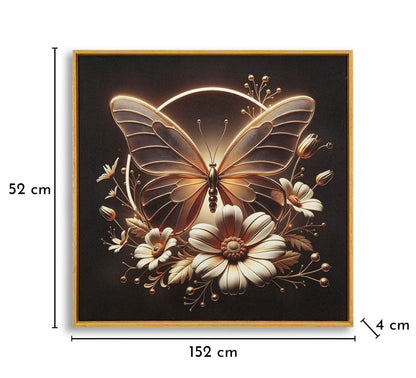 Schilderij On Canvas With Led Butterfly Laquared With Framecm 50x4 X50