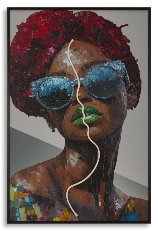 Schilderij On Canvas With Led Afro 60×3,5×90 cm
