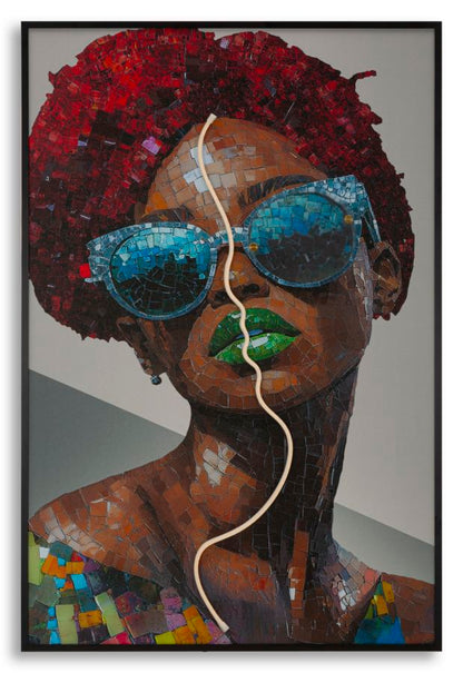 Schilderij On Canvas With Led Afro 60×3,5×90 cm