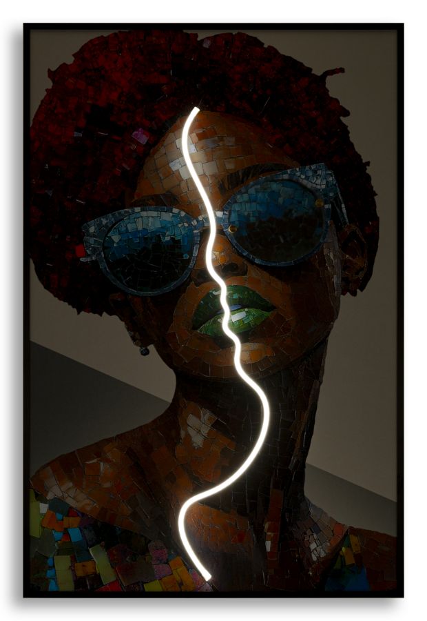 Schilderij On Canvas With Led Afro 60×3,5×90 cm