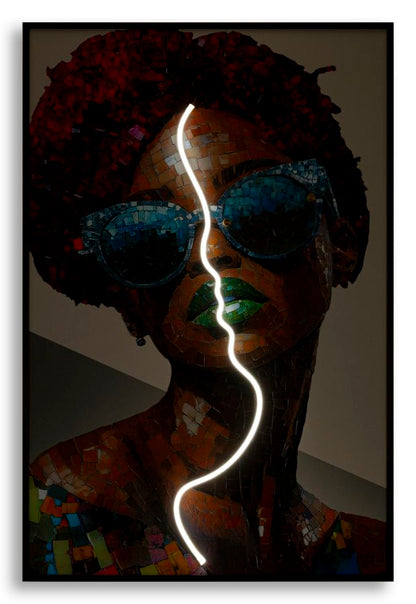 Schilderij On Canvas With Led Afro 60×3,5×90 cm
