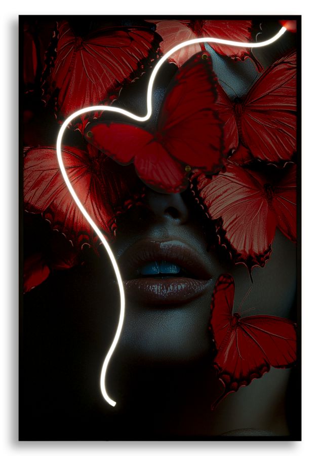 Schilderij On Canvas With Led Butterflies 60×3,5×90 cm