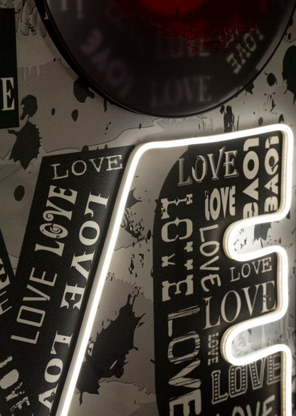 Schilderij On Canvas With Led Love 60×3,5×90 cm