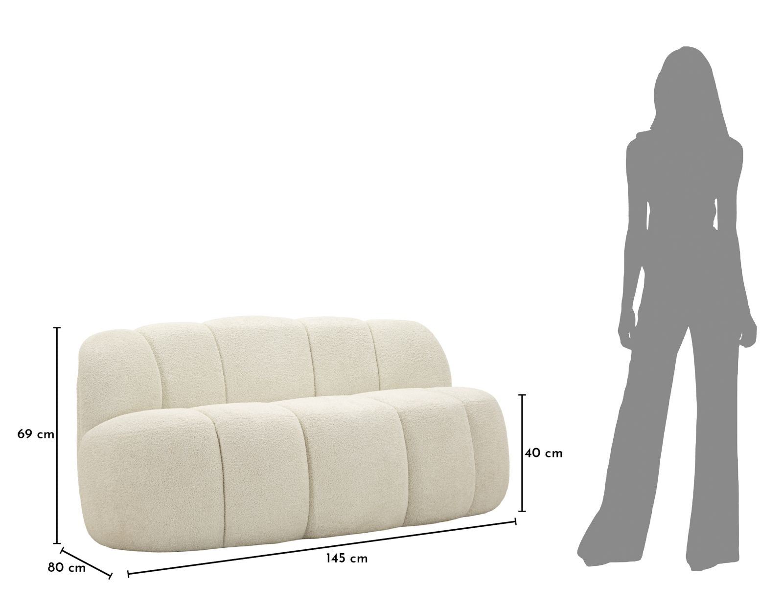 Bank Ball 2 Seat Sofa' White 145×80×69 cm