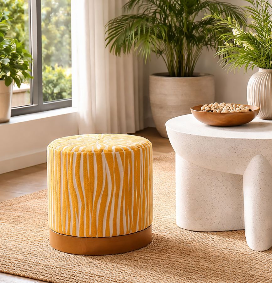Poef Savana Pouf Mustard Ø 40×40 cm