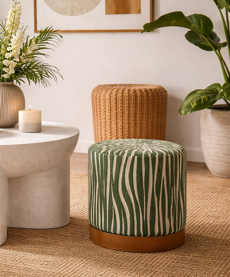 Poef Savana Pouf Green Ø 40×40 cm