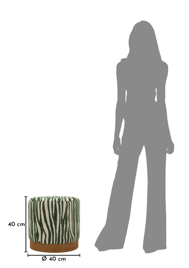 Poef Savana Pouf Green Ø 40×40 cm